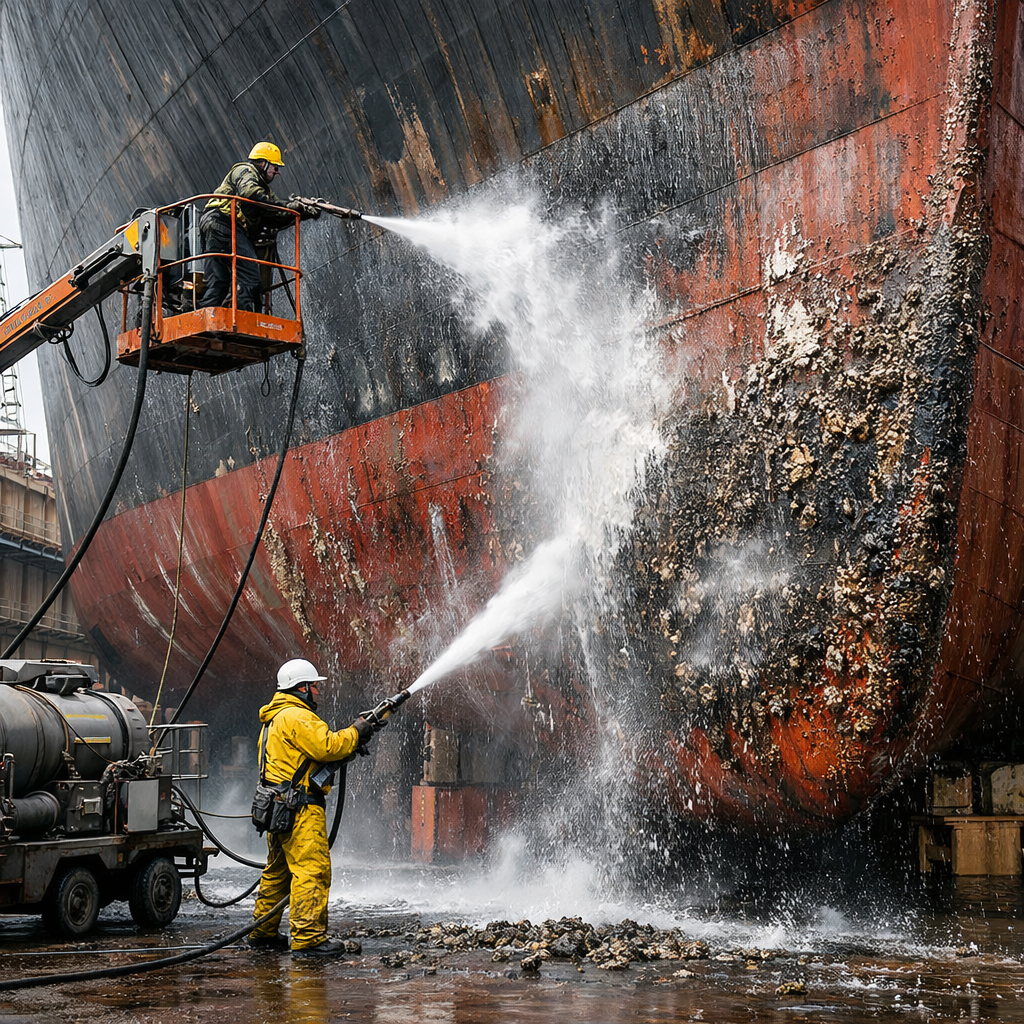 Limpeza de casco de navio em Bauru