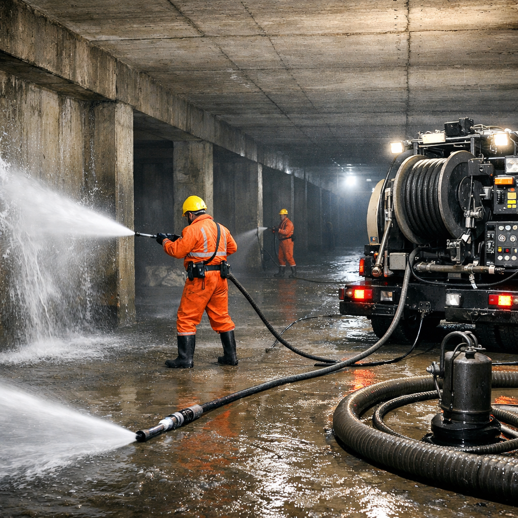 Limpeza de galerias pluviais com hidrojato em Bauru